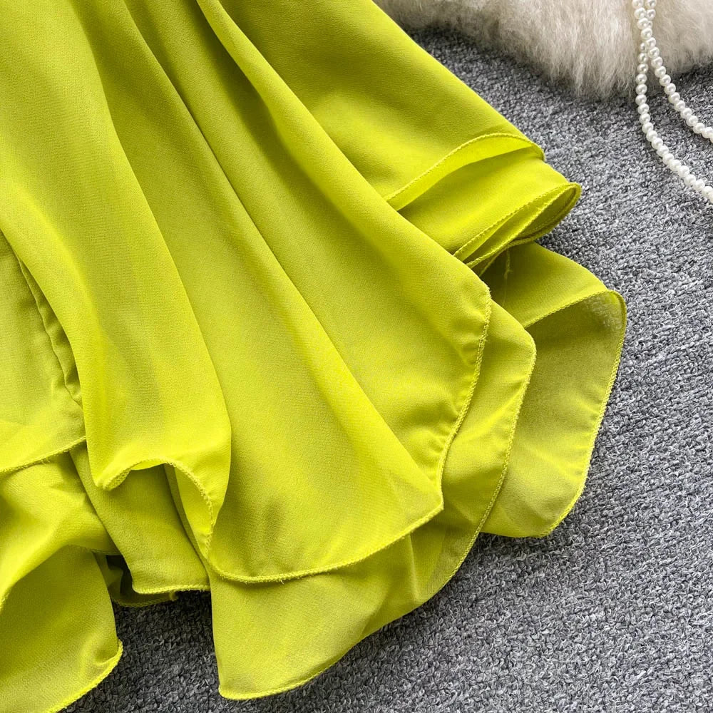 New Summer Spaghetti Straps Ruffle Sleeveless Tanks and Camis Korean Corset Crop Tops Solid Tank Camisoles Women Clothes Y2k