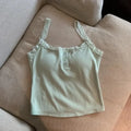 Sexy White Knit Camisole Lace Tank Top Cropped Vest Women's Sleeveless Crop Tops with Chest Pad Y2k Cute Summer Slim Undershirt