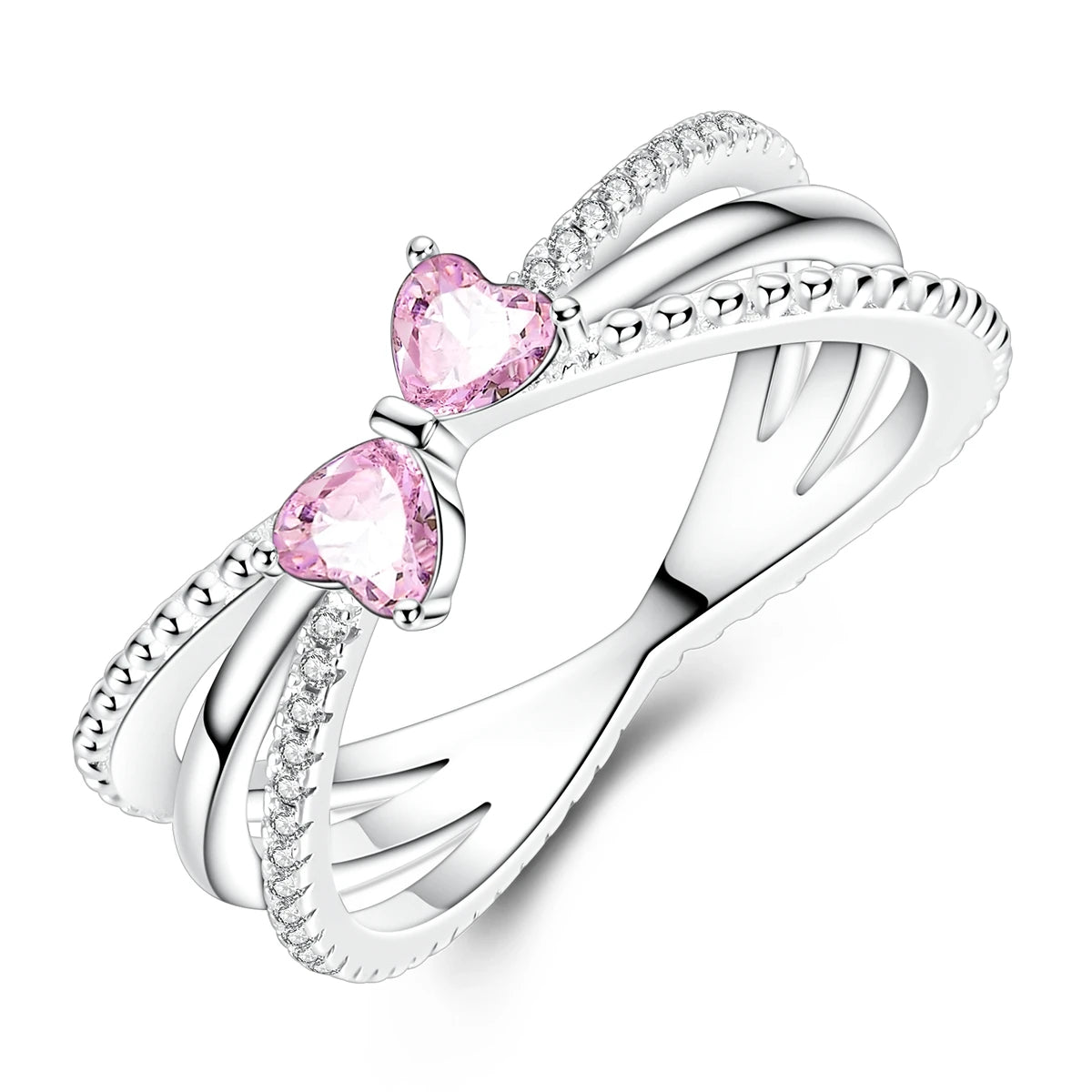 Women Silver Finger Rings for Women Original 925 Sterling Silver Cocktail Ring Geometric Cubic Zircon Heart Wedding Jewelry