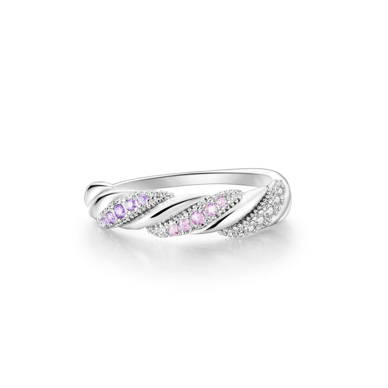 Women Silver Finger Rings for Women Original 925 Sterling Silver Cocktail Ring Geometric Cubic Zircon Heart Wedding Jewelry