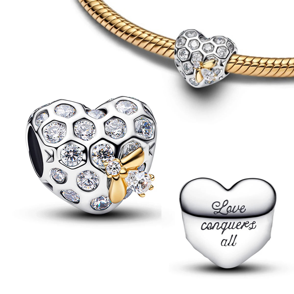 925 Sterling Silver Heart Shaped Key Lock Couple Charms Enamel Insect Pendent Horseshoe Floral Beads Fit Bracelet Custom Gift