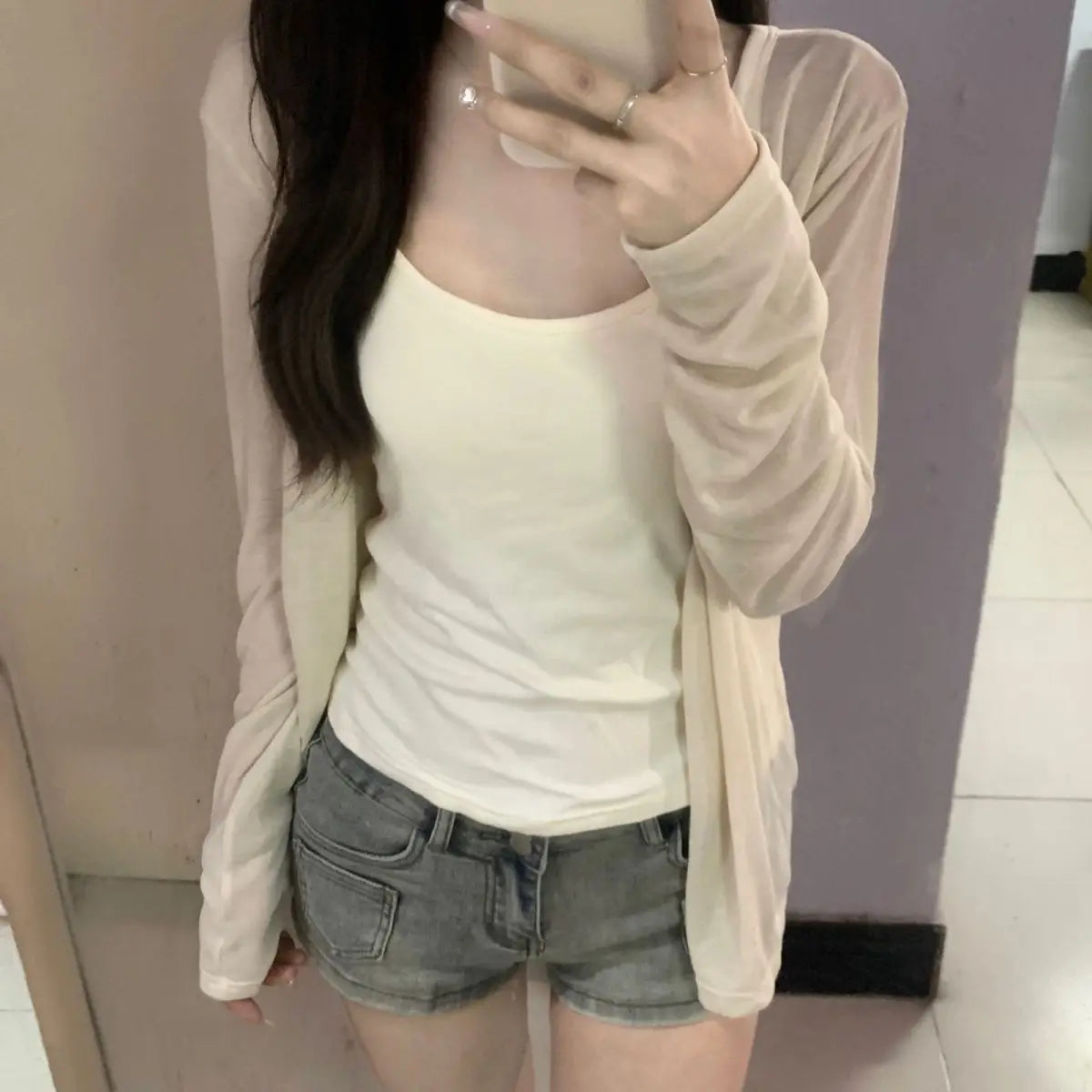 Spring Summer New Style Thin Ice Silk Open Cardigan Women's Korean Lazy V-neck Knitted Air Conditioning Outerwear Sun Protect...