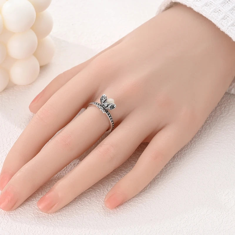 Women Silver Finger Rings for Women Original 925 Sterling Silver Cocktail Ring Geometric Cubic Zircon Heart Wedding Jewelry