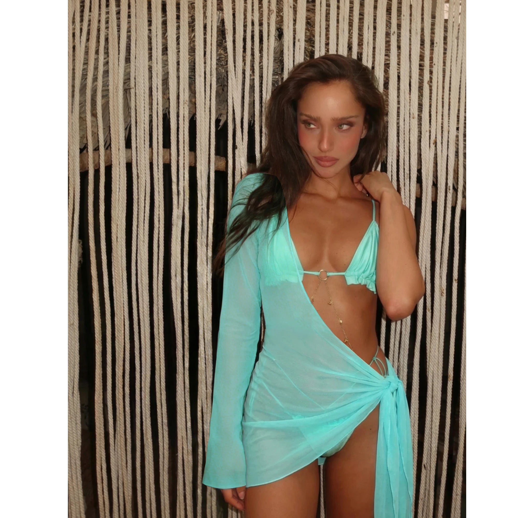 New Sexy Soild 3 Pcs Bikini With Cover Up Mesh Halter Bikini Set Summer Women White Tube Top with Skirt Suit Female