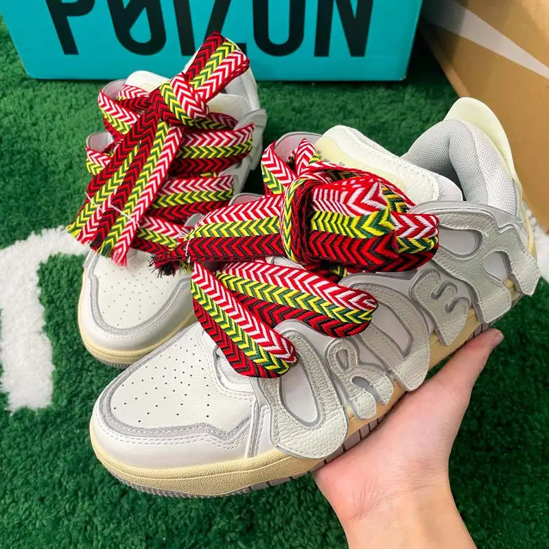 Flat Shoelaces for Sneakers Wavy Bread Shoe Laces Luxury Brand Shoelace Width 1.5cm/2cm/3cm Trend Shoe Lace Rope Shoes Strings