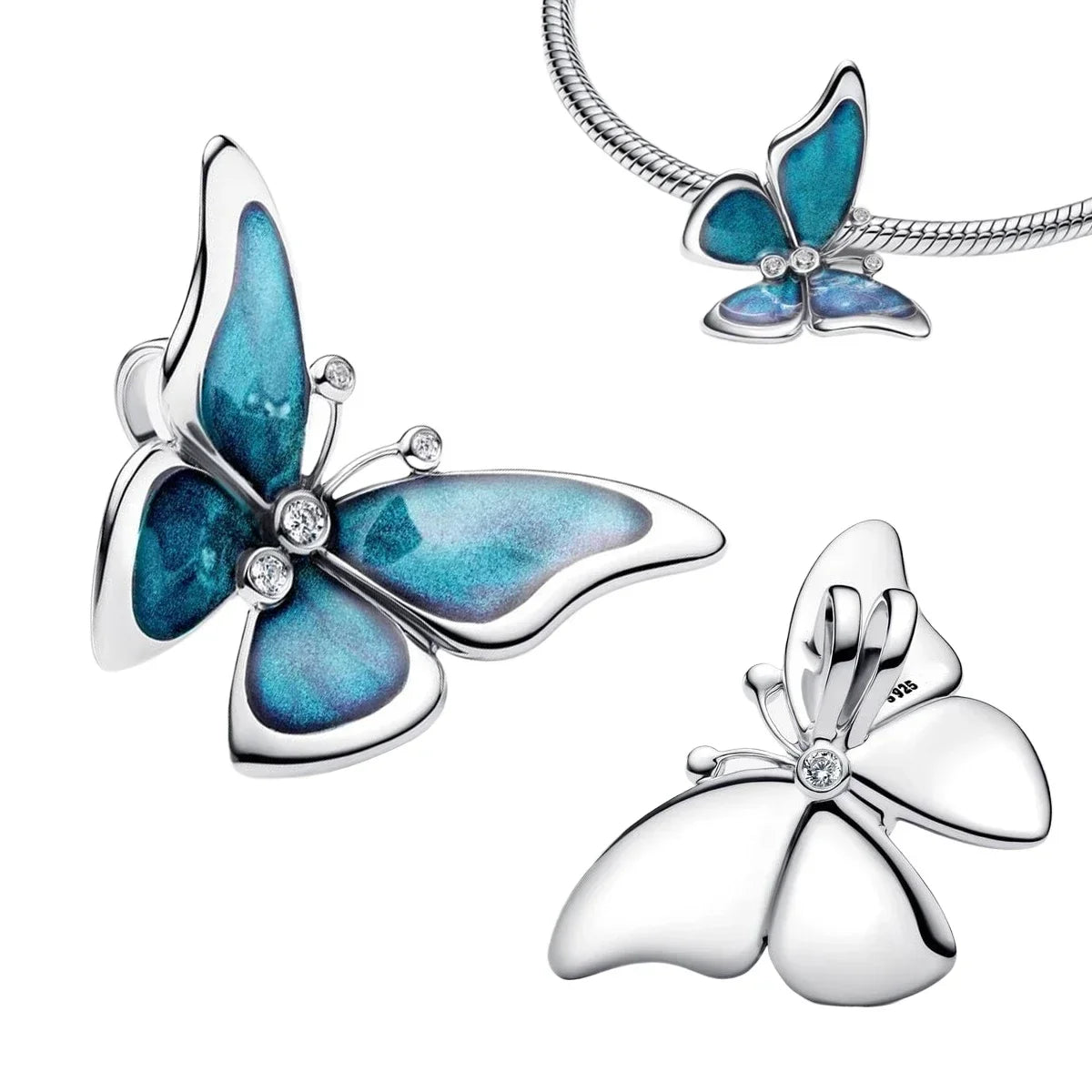 925 Sterling Silver Heart Shaped Key Lock Couple Charms Enamel Insect Pendent Horseshoe Floral Beads Fit Bracelet Custom Gift