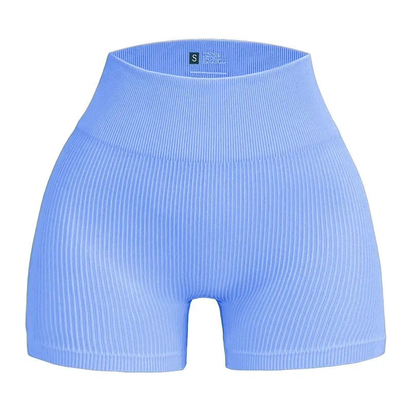 Women Thread Slim Shorts Seamless Elastic Shorts High Waist Hip Liftting Fitness Fashion Tights Gym Workout Cycling Yoga Shorts