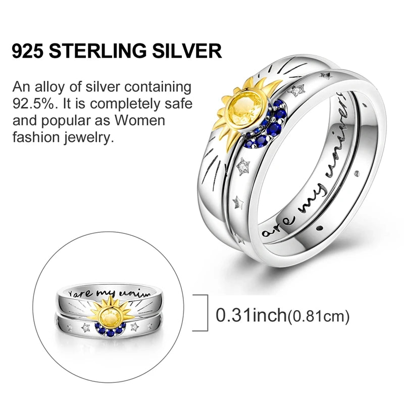 Women Silver Finger Rings for Women Original 925 Sterling Silver Cocktail Ring Geometric Cubic Zircon Heart Wedding Jewelry