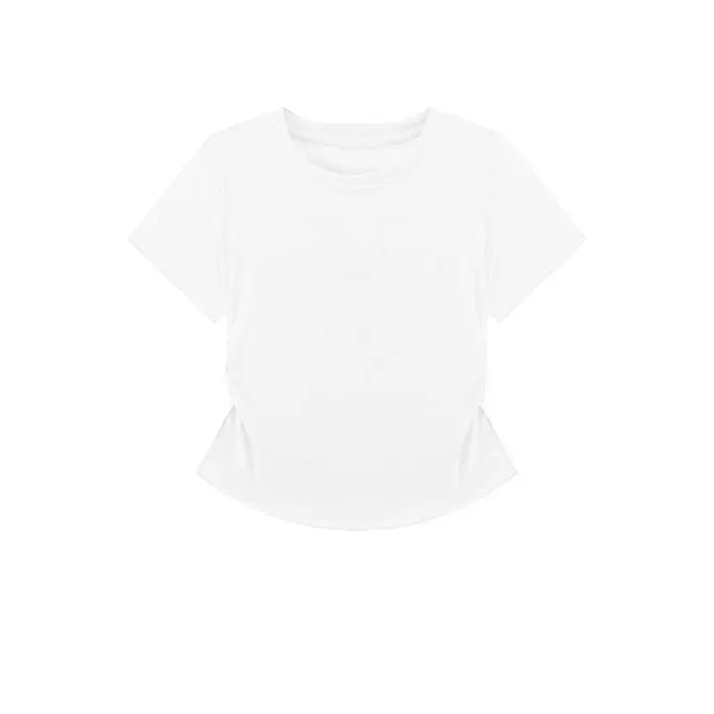 Women Summer Short Sleeved Top for Fashion Versatile Base Shirt Slim Fit Round Neck T-shirt Casual and Sexy Breathable and Cool