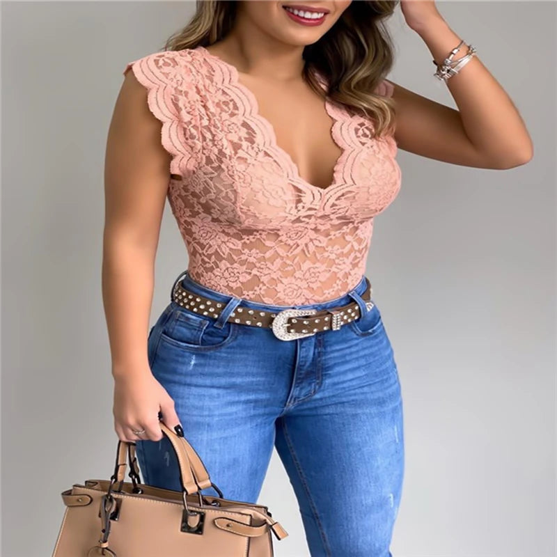 Women Summer Sexy Lace Crochet Cardigan Casual Solid Color Tops Female Trend Lace Hollow Out Sleeveless Top For Ladies