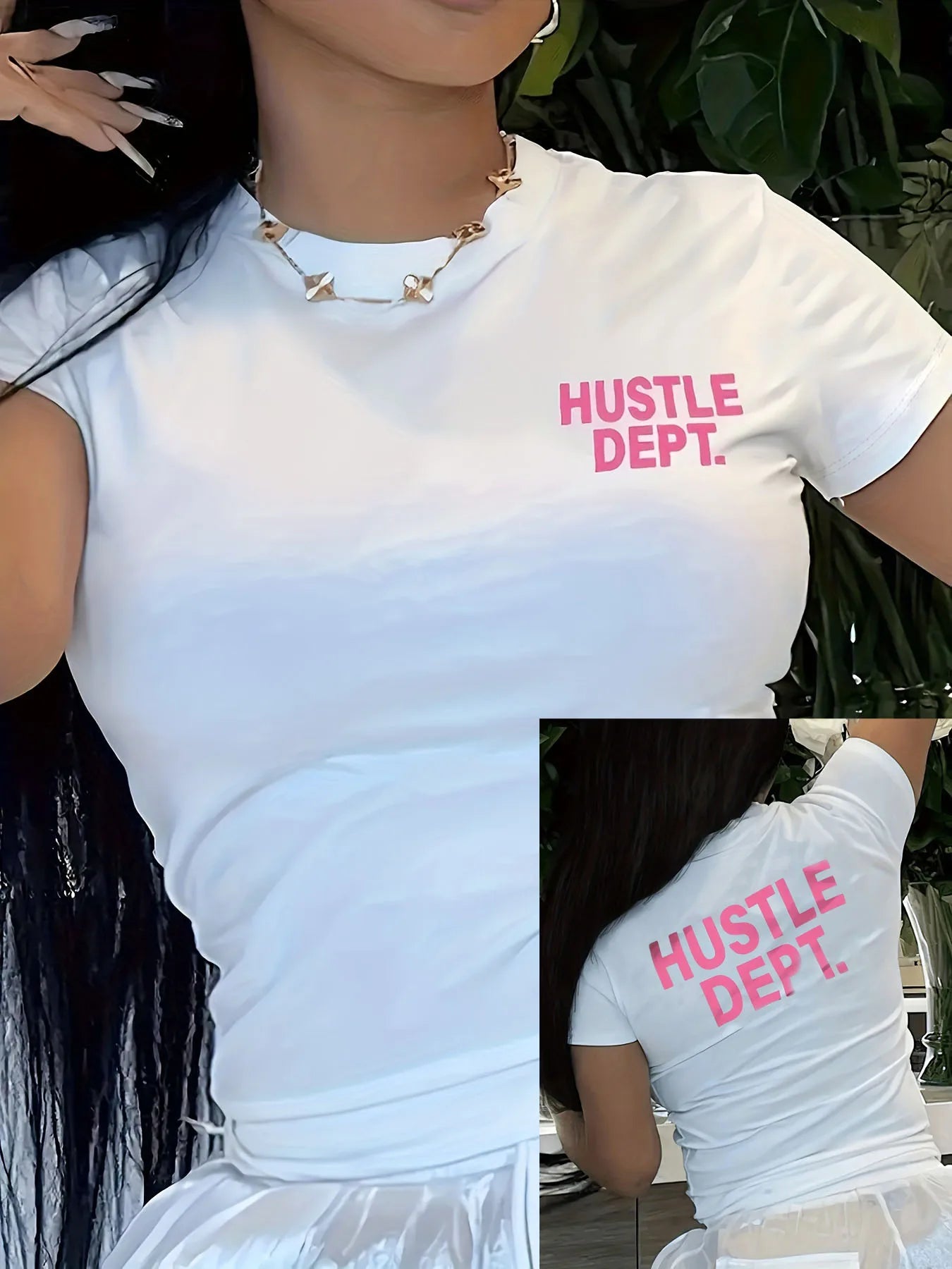 Hustle Dept Print T-Shirts Summer Women's Shirt Short Sleeve Neck Fashion Casual Sport Clothes Basic Tee Harajuku Style