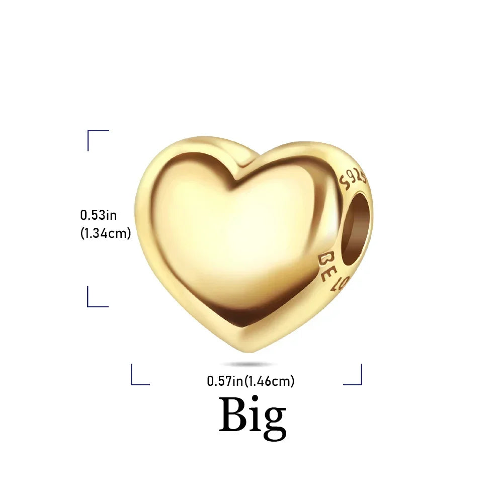 925 Sterling Silver Heart Shaped Key Lock Couple Charms Enamel Insect Pendent Horseshoe Floral Beads Fit Bracelet Custom Gift