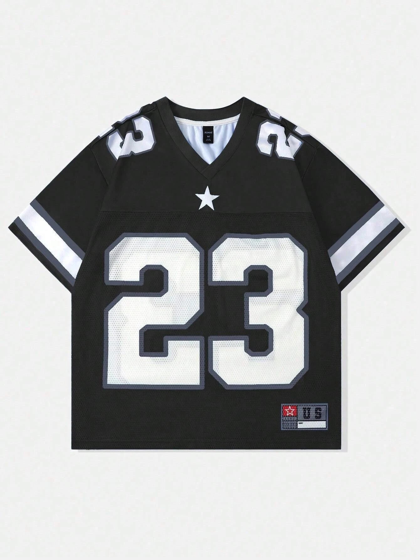 2025 New Hot Women's Summer Y2K Fashion Casual Shirt Street Retro Hip Hop 23 Shirt V-Neck Loose Breathable Quick Drying T-Shirt