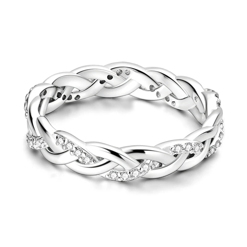 Women Silver Finger Rings for Women Original 925 Sterling Silver Cocktail Ring Geometric Cubic Zircon Heart Wedding Jewelry