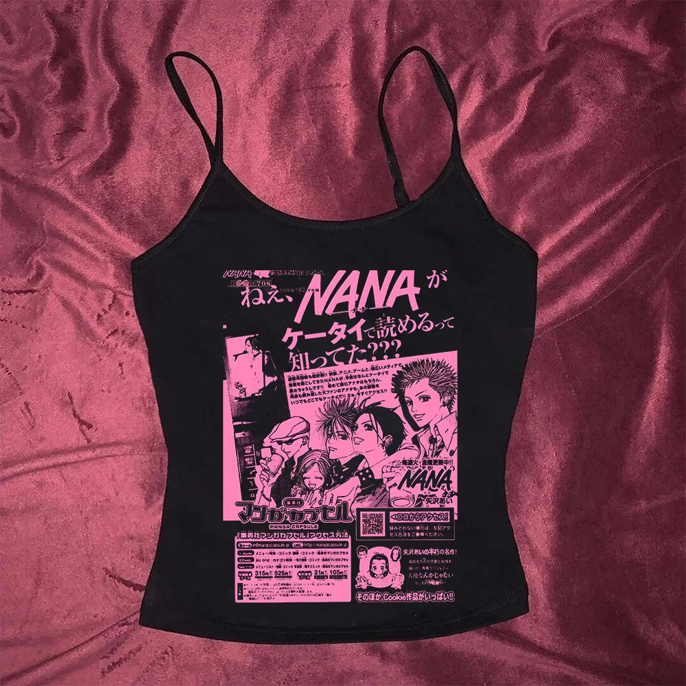 Y2k Nana Osaki Graphic T Shirts Casual Harajuku Streetwear Japanese Clothes Fashion Rock Punk Sleeveless Tanks & Camis Coquette