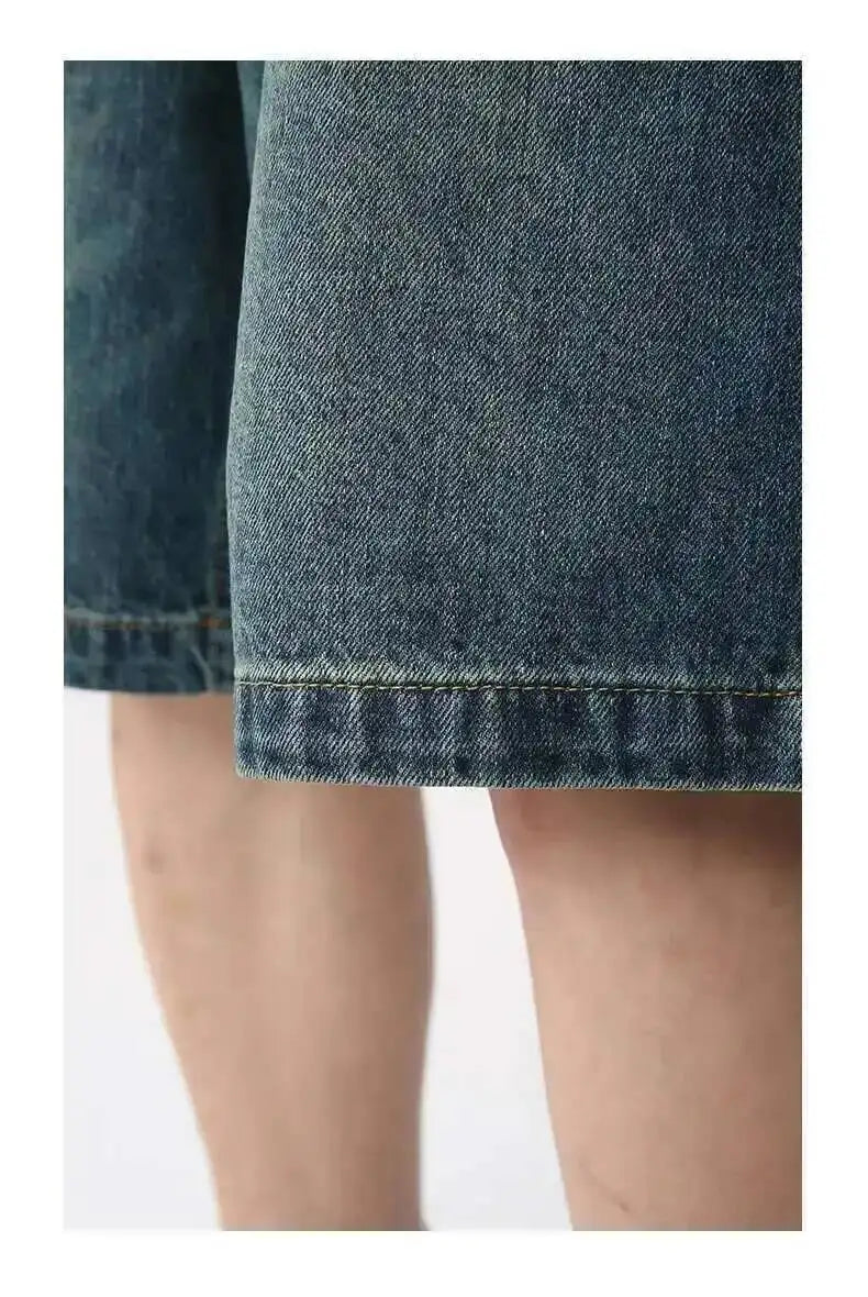 IEFB Summer Denim Shorts Men's Loose Korean Style Retro Short Jeans Fashion Washed Casual Knee Length Pant New Streetwear 9A8588