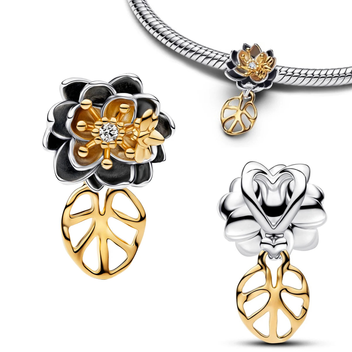 925 Sterling Silver Heart Shaped Key Lock Couple Charms Enamel Insect Pendent Horseshoe Floral Beads Fit Bracelet Custom Gift