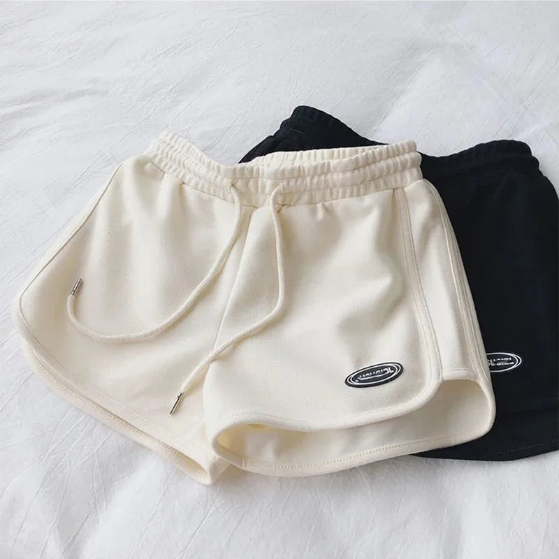 Women Casual Drawstring Sports Shorts Summer Thin High Waist Yoga A-line Shorts Loose Women Running Straight Trousers