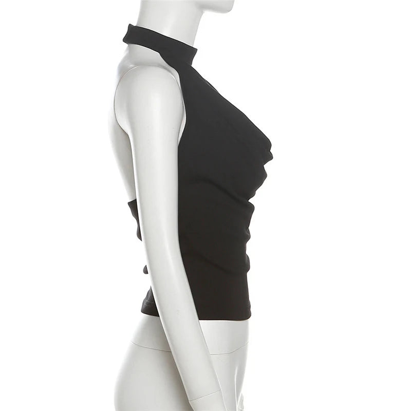 Solid Color Simple Casual All-match Cool Confident Sexy Beautiful High Street Summer Travel Women's Thin Halter Vest