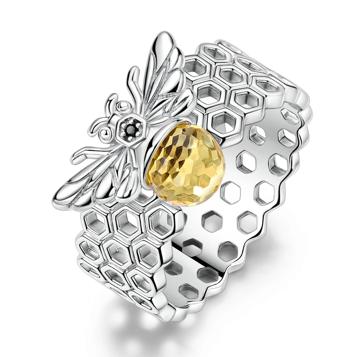 Women Silver Finger Rings for Women Original 925 Sterling Silver Cocktail Ring Geometric Cubic Zircon Heart Wedding Jewelry