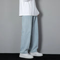 2026 New Korean Men's Casual Long Jeans Classic Man Straight Denim Wide-leg Pants Solid Color Light Blue Grey Black