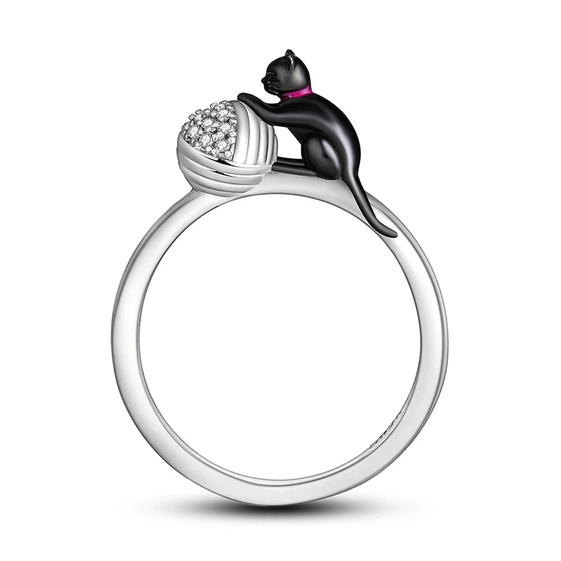 Women Silver Finger Rings for Women Original 925 Sterling Silver Cocktail Ring Geometric Cubic Zircon Heart Wedding Jewelry