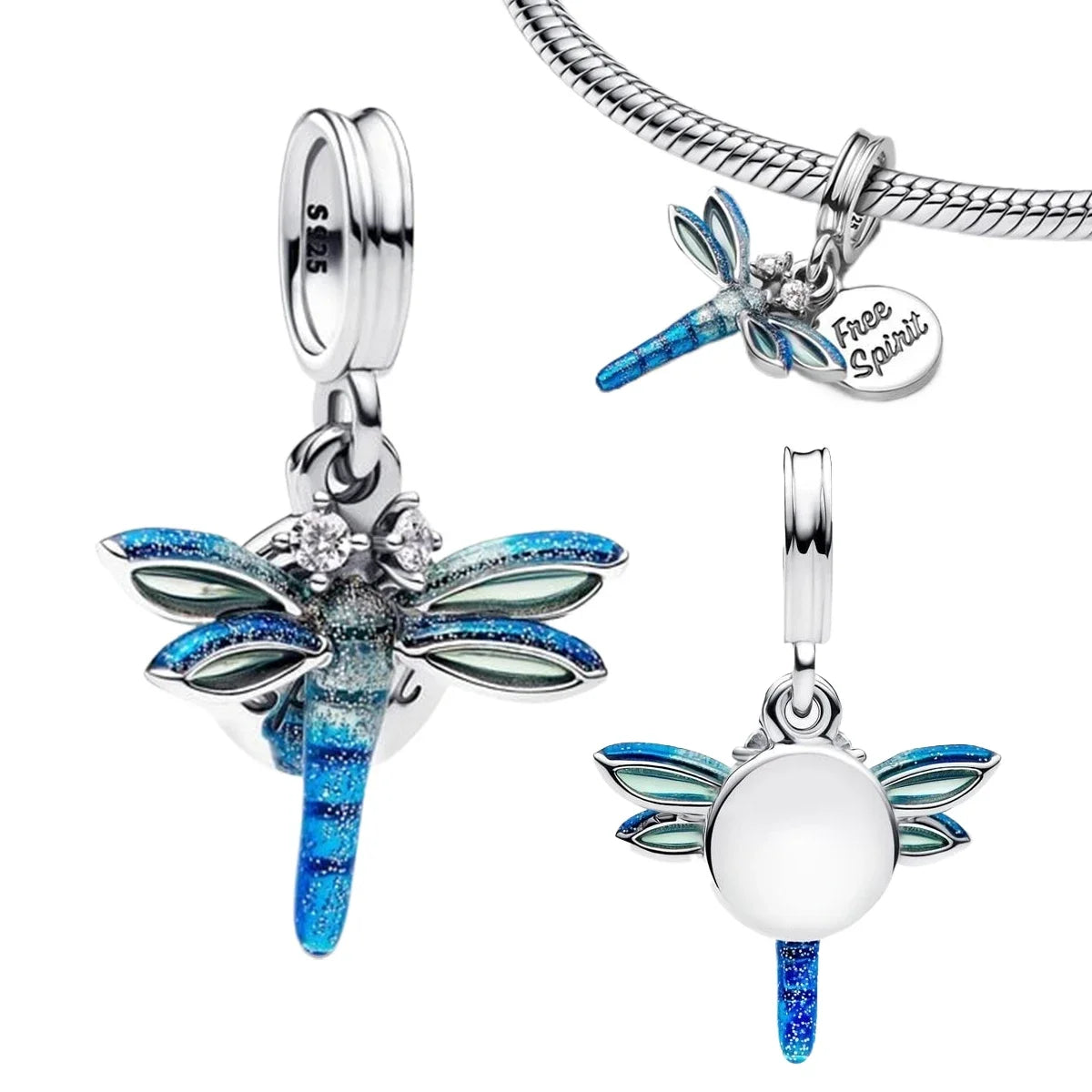 925 Sterling Silver Heart Shaped Key Lock Couple Charms Enamel Insect Pendent Horseshoe Floral Beads Fit Bracelet Custom Gift