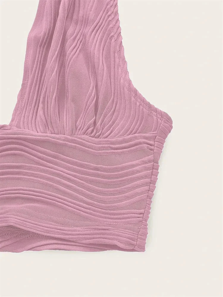 Solid White Backless Crop Halter Top Women Summer Y2K Club Grunge Clothes Deep V-neck Backless Sleeveless Tank Top Streetwear