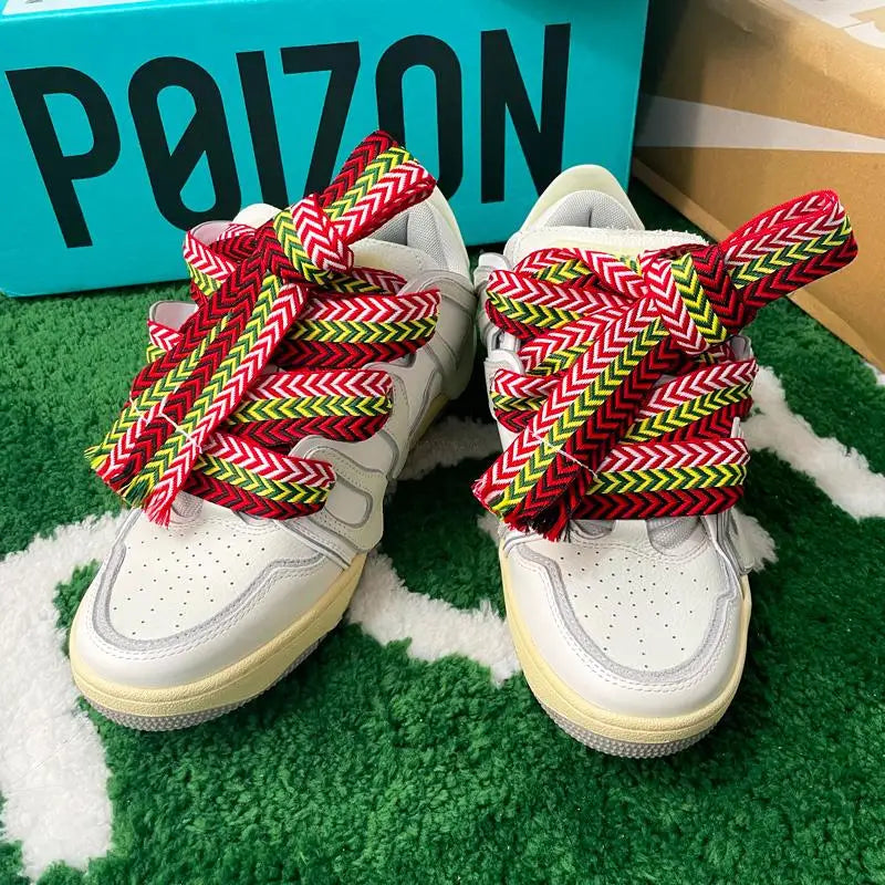 Flat Shoelaces for Sneakers Wavy Bread Shoe Laces Luxury Brand Shoelace Width 1.5cm/2cm/3cm Trend Shoe Lace Rope Shoes Strings