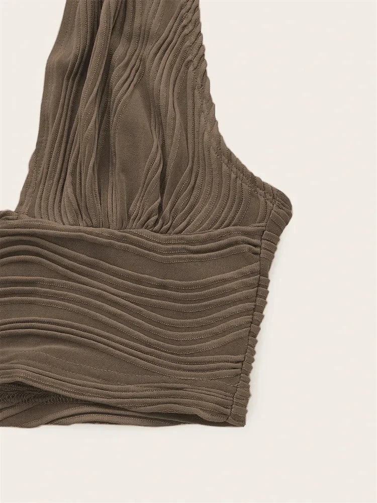 Solid White Backless Crop Halter Top Women Summer Y2K Club Grunge Clothes Deep V-neck Backless Sleeveless Tank Top Streetwear