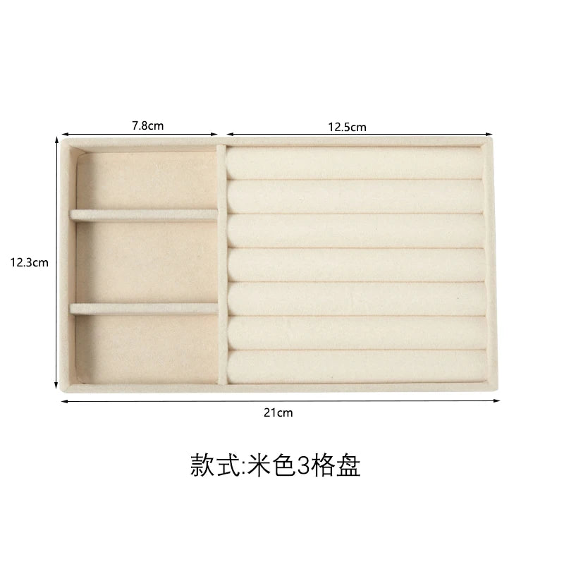 Plush jewelry storage tray, detachable tray, earrings, earrings, rings, necklaces, storage tray, drawer, partition tray