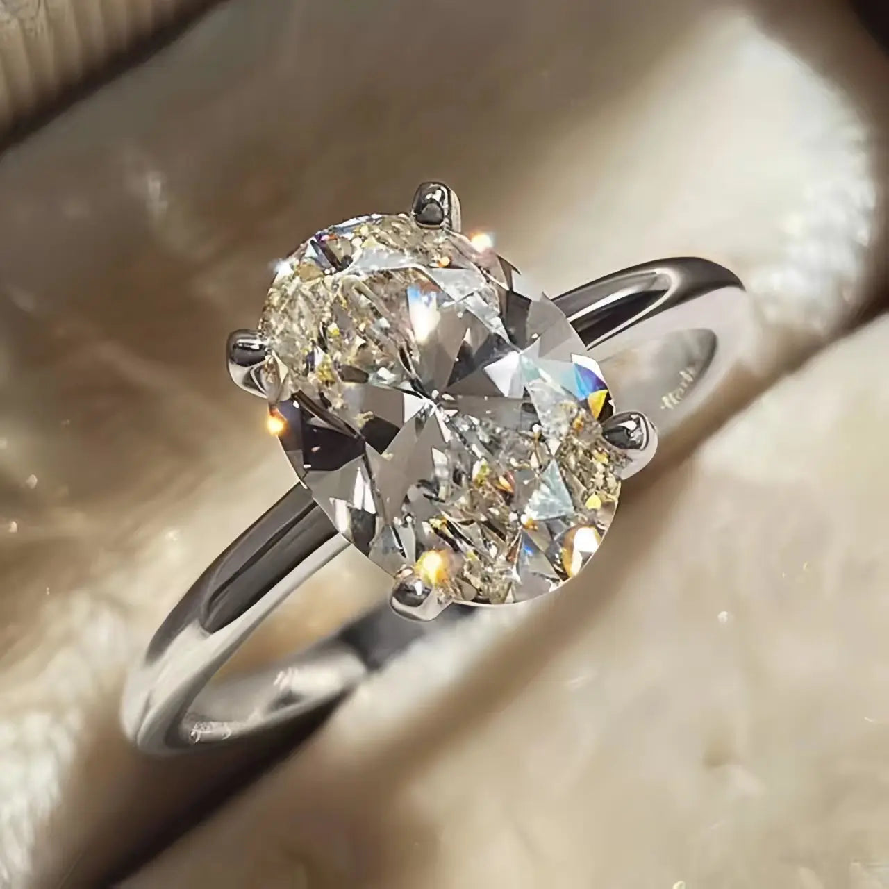 925 Sterling Silver 1-8Ct Zircon Gorgeous Shiny Oval Stone Ring for Women Engagement Wedding Luxury High Quality Fine Jewelry