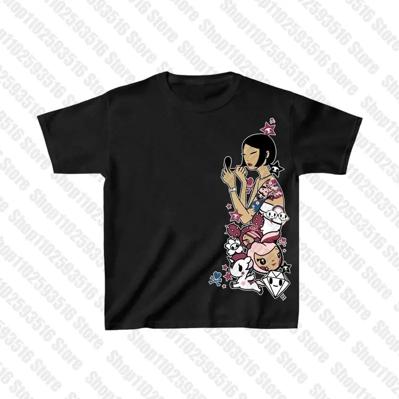 Graphic T Shirts Women's T-shirts 90s Clothes Vintage Crop Top Women Clothing Female Trashy Y2k 2000s Tops Harajuku Gothic Kpop