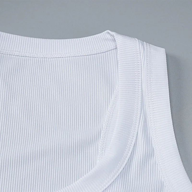 Ribbed Square Neck White Sexy Slim Y2K Crop Tank Top Summer Women Goth Clothes Streetwear Vacation Casual Wholesale
