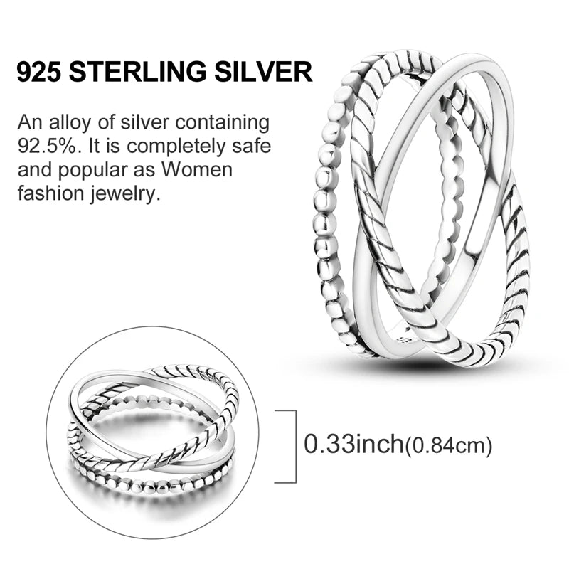 Women Silver Finger Rings for Women Original 925 Sterling Silver Cocktail Ring Geometric Cubic Zircon Heart Wedding Jewelry