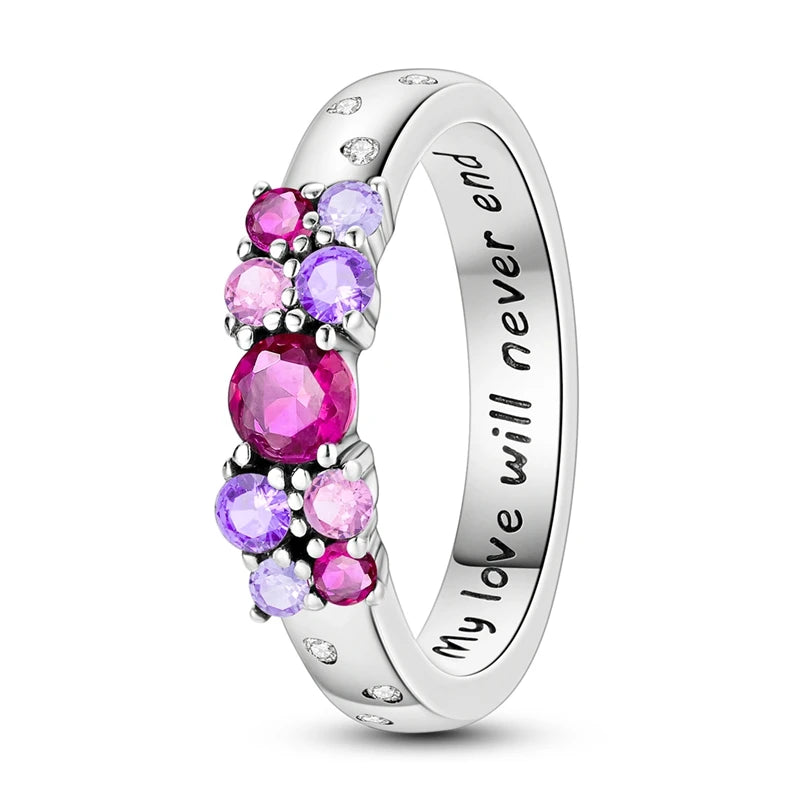 Women Silver Finger Rings for Women Original 925 Sterling Silver Cocktail Ring Geometric Cubic Zircon Heart Wedding Jewelry
