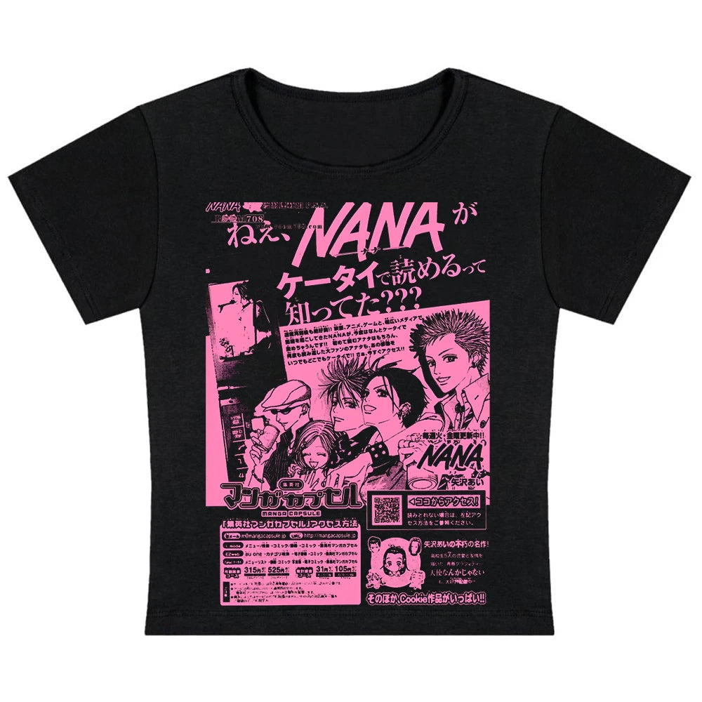 Y2k Nana Osaki Graphic T Shirts Casual Harajuku Streetwear Japanese Clothes Fashion Rock Punk Sleeveless Tanks & Camis Coquette