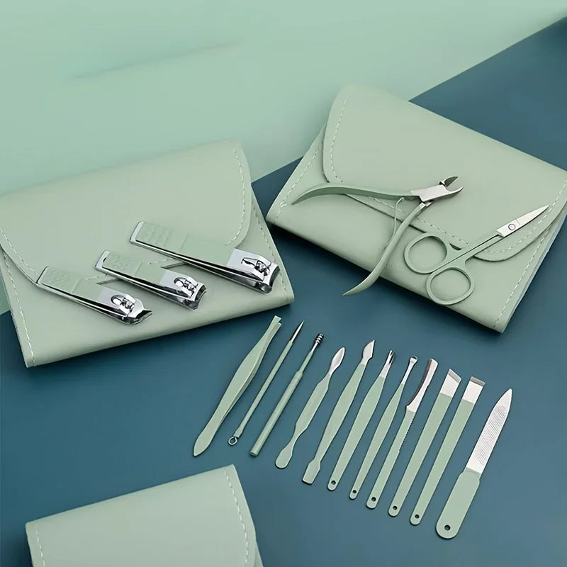 16pcs Professional Nail Clippers and Cuticle Nippers Set with Travel Case Manicure Set Pedicure Sets Nail Clippers