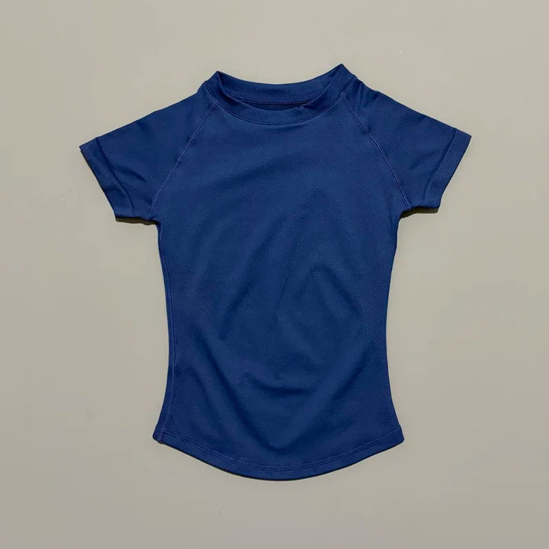 HISTELLO Impact Short Sleeve Top Women Gym Yoga Top Workout Clothes Sports T Shirt Fitness Activewear Running Tight Tops