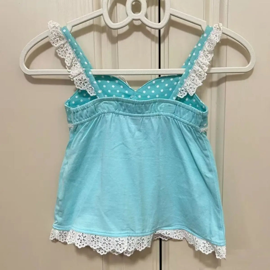 Summer Japanese Subculture Kawaii Cartoon Printed Halter Vest Bow Lace Stitching Tanks Tops Women's Slim-fit Cute Sweet Camisole