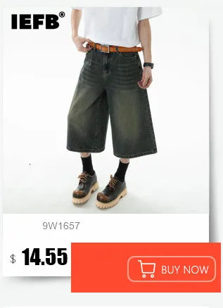 IEFB Summer Denim Shorts Men's Loose Korean Style Retro Short Jeans Fashion Washed Casual Knee Length Pant New Streetwear 9A8588
