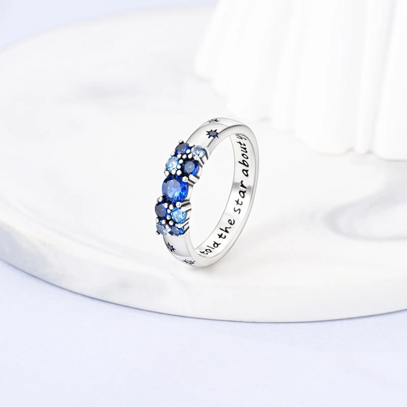 Women Silver Finger Rings for Women Original 925 Sterling Silver Cocktail Ring Geometric Cubic Zircon Heart Wedding Jewelry