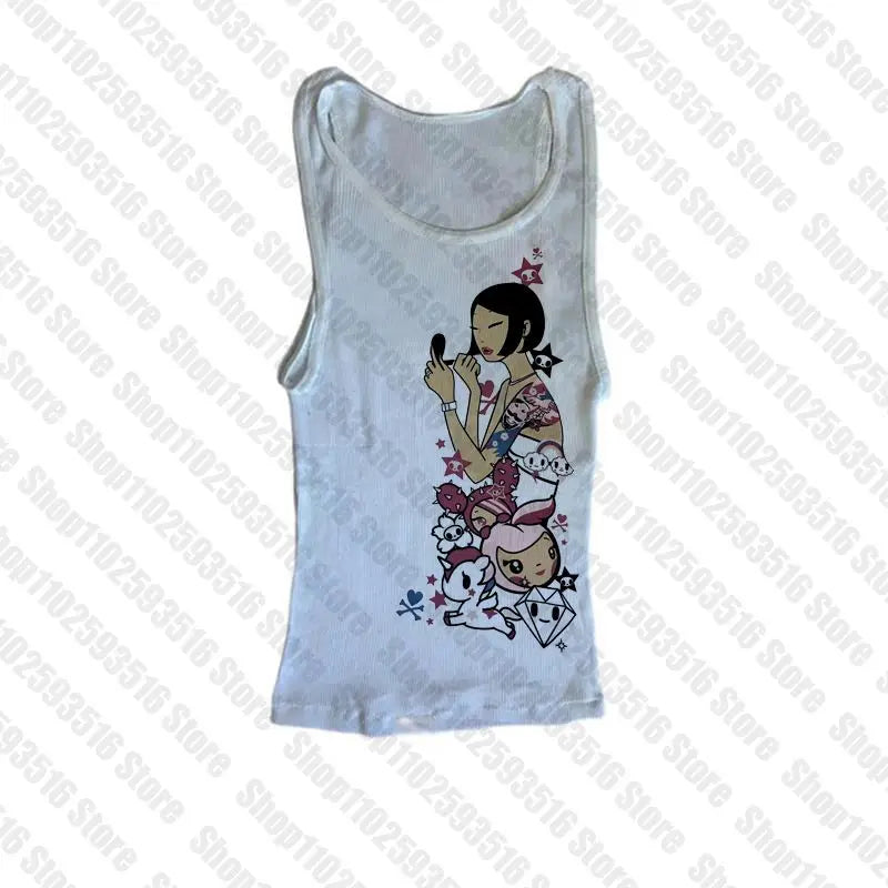 Graphic T Shirts Women's T-shirts 90s Clothes Vintage Crop Top Women Clothing Female Trashy Y2k 2000s Tops Harajuku Gothic Kpop