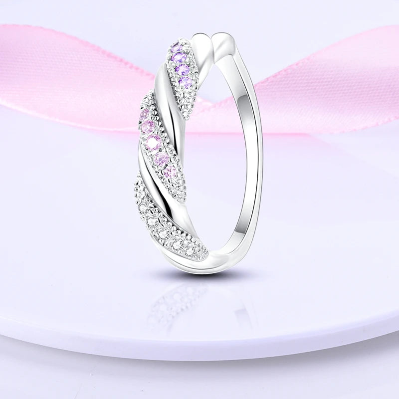 Women Silver Finger Rings for Women Original 925 Sterling Silver Cocktail Ring Geometric Cubic Zircon Heart Wedding Jewelry