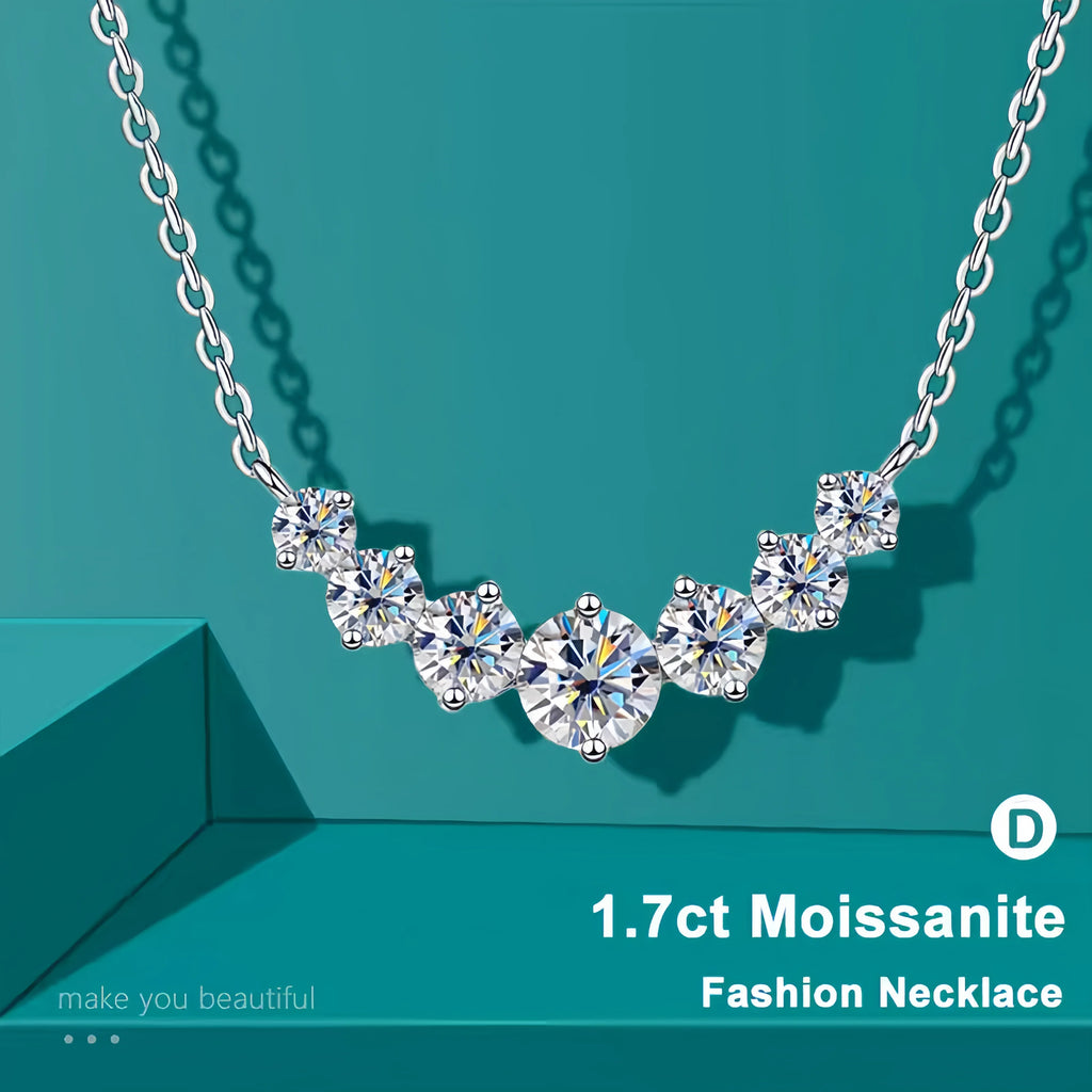 D Vvs1 Moissanite Necklace for Women Wedding Fine Jewelry with Certificates 925 Sterling Silver Plated 18K White Gold Necklace