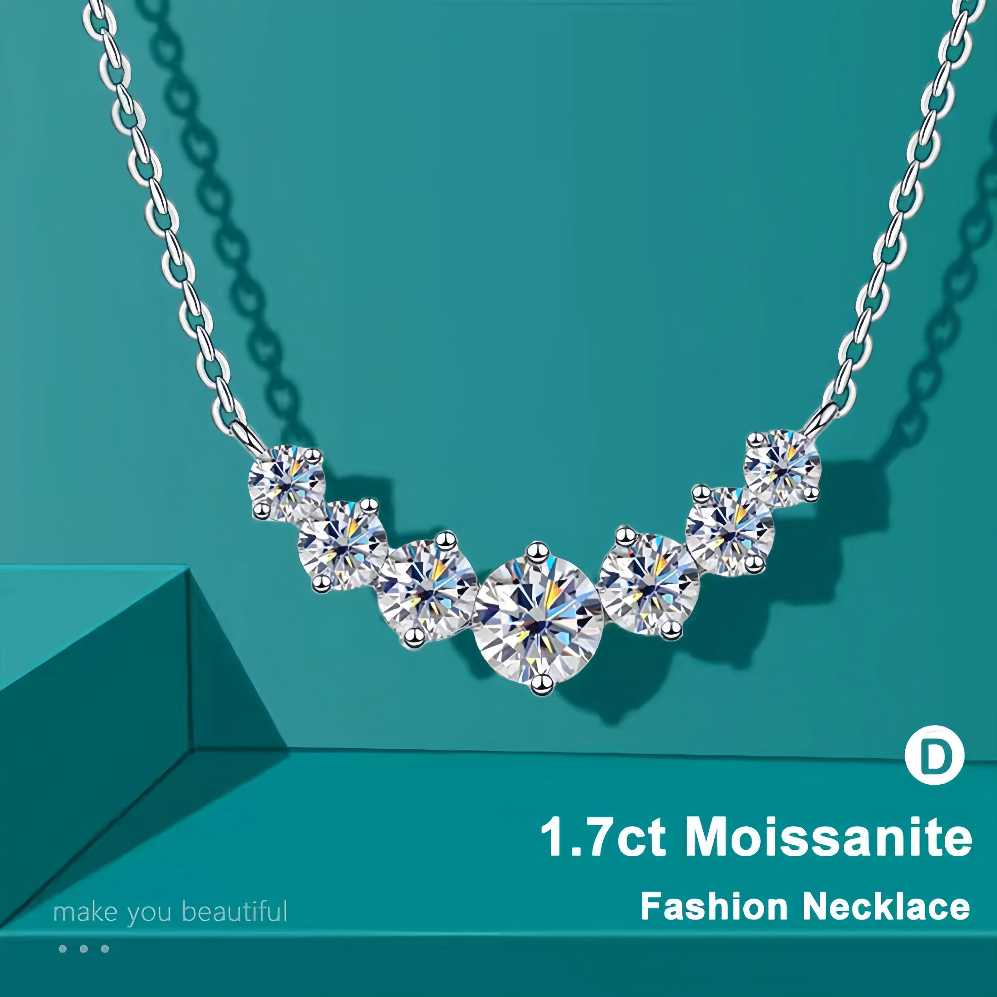 D Vvs1 Moissanite Necklace for Women Wedding Fine Jewelry with Certificates 925 Sterling Silver Plated 18K White Gold Necklace