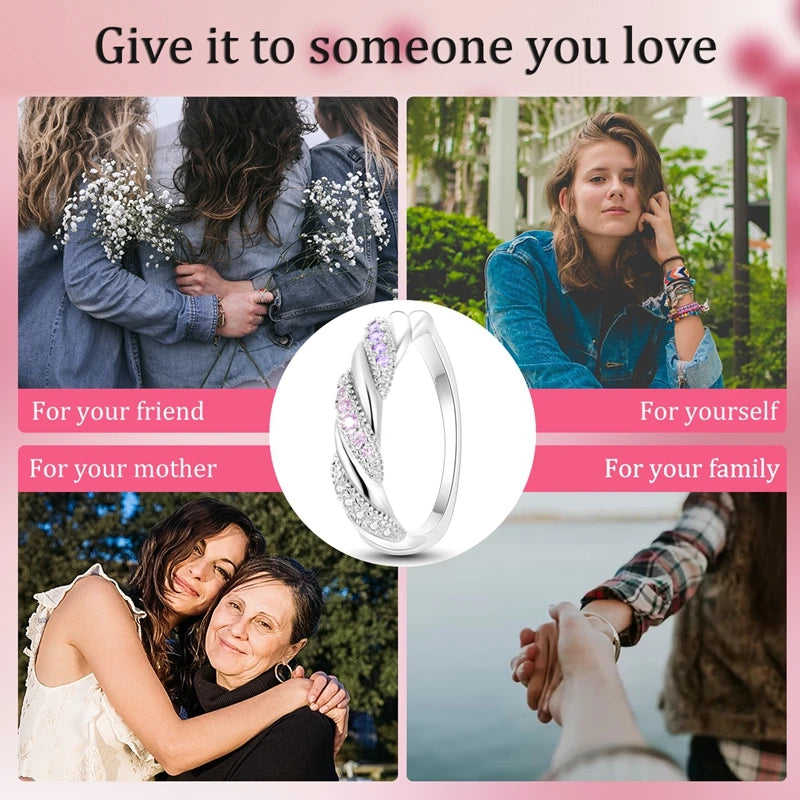 Women Silver Finger Rings for Women Original 925 Sterling Silver Cocktail Ring Geometric Cubic Zircon Heart Wedding Jewelry