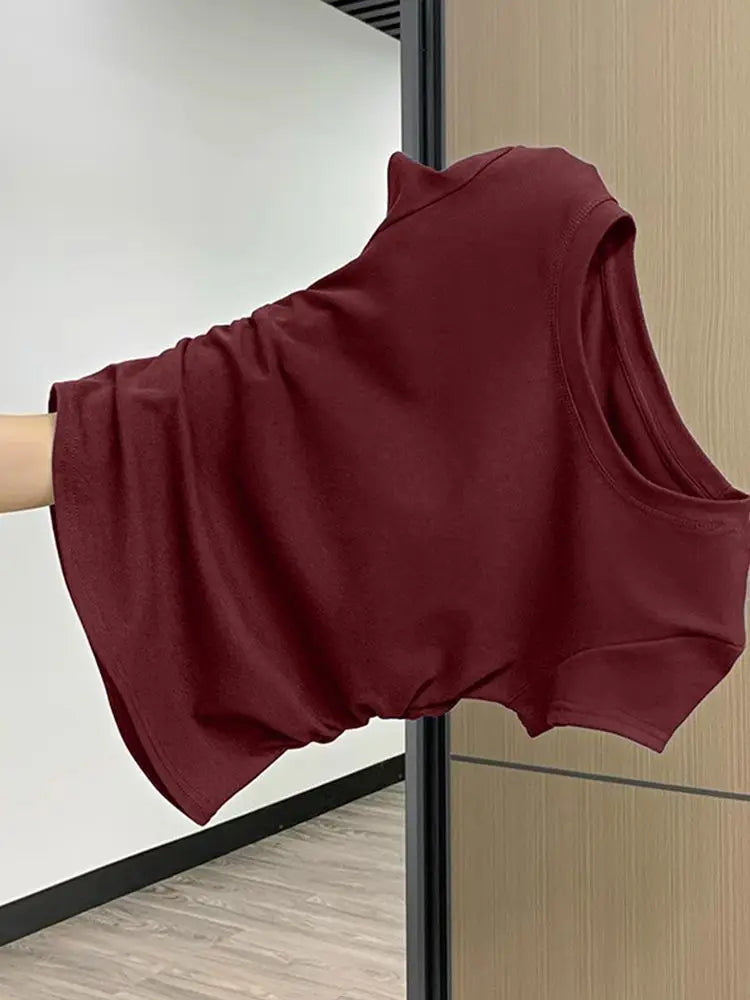 Women Summer Short Sleeved Top for Fashion Versatile Base Shirt Slim Fit Round Neck T-shirt Casual and Sexy Breathable and Cool