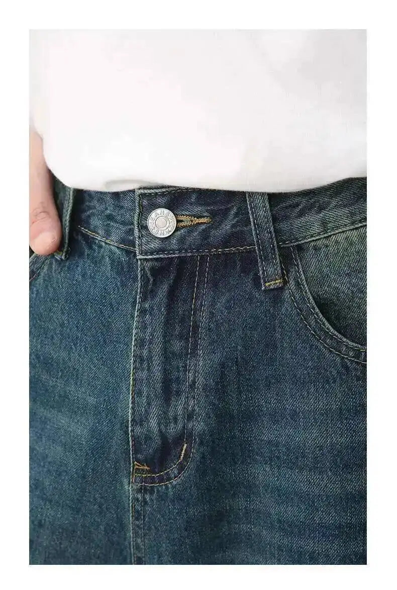 IEFB Summer Denim Shorts Men's Loose Korean Style Retro Short Jeans Fashion Washed Casual Knee Length Pant New Streetwear 9A8588