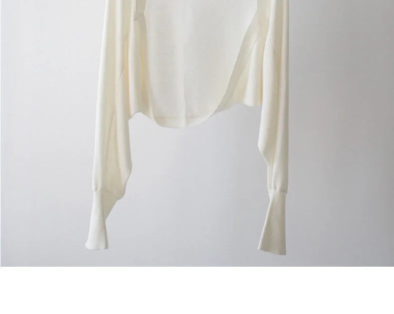 Autumn New Ice Silk Sun Protection Knitted Cardigan Strap Outer Shawl Batwing Sleeve Cover up Top Women's Fashion Trend